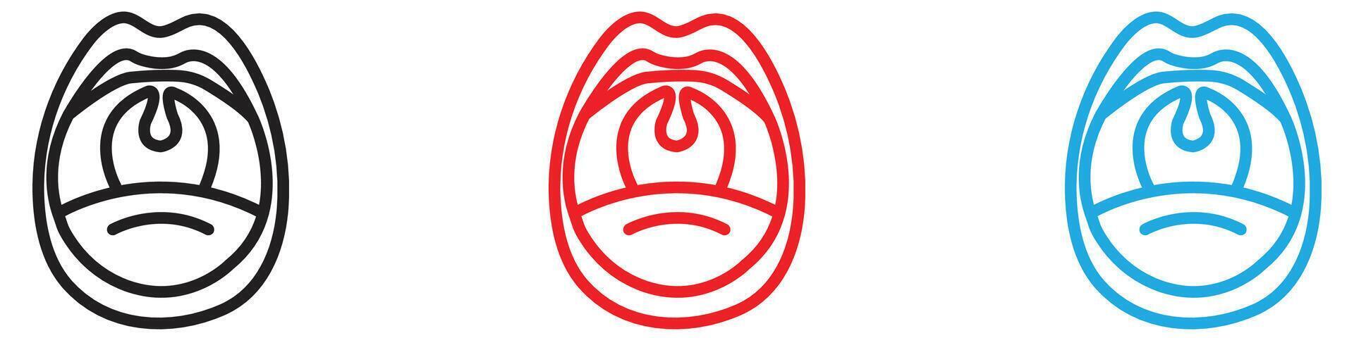 Throat oral mouth icon logo set collection for web app ui vector