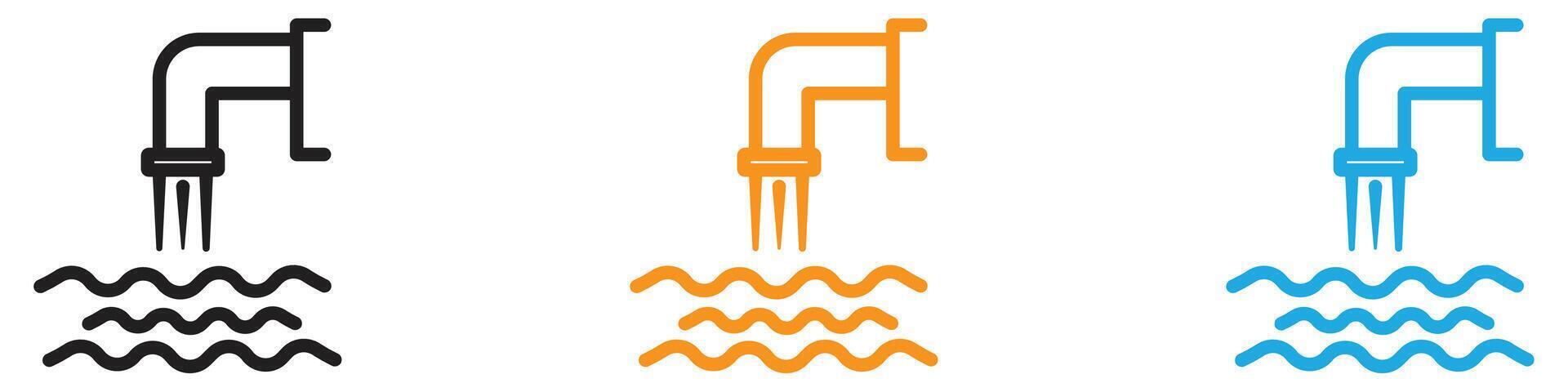 Water supply drain icon logo set collection for web app ui vector