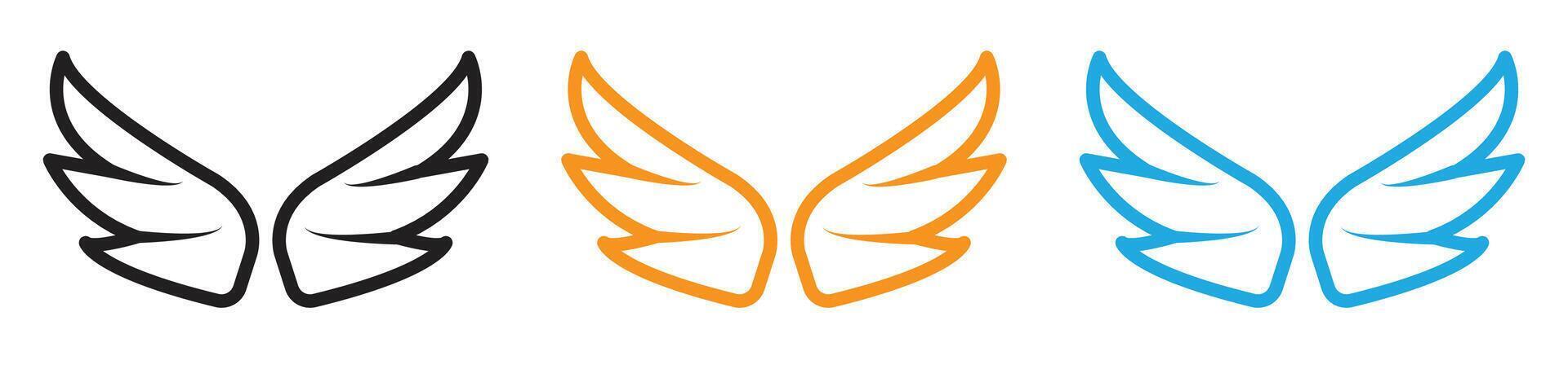 Wings icon logo set collection for web app ui vector