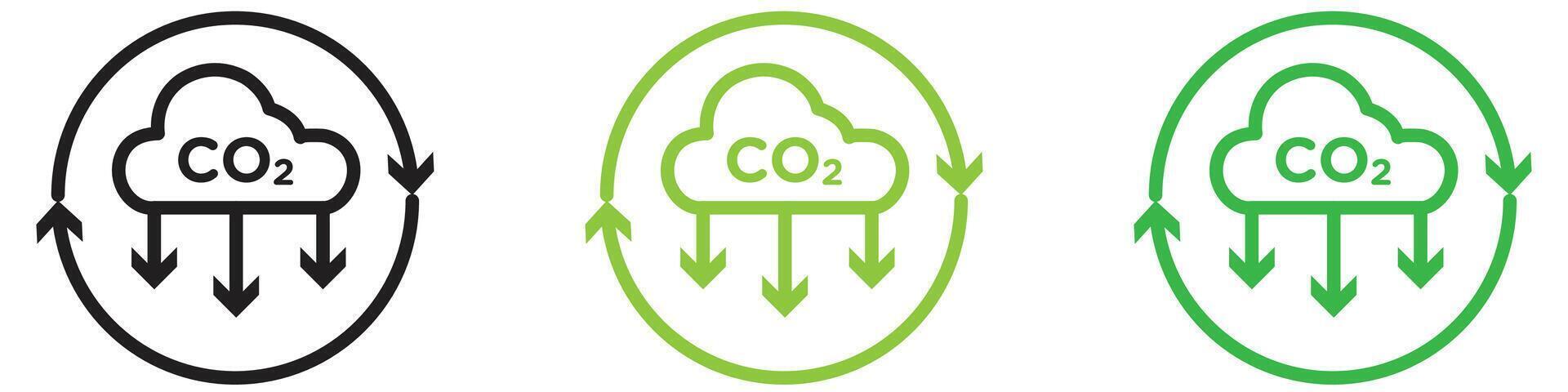 co2 gas carbon dioxide icon logo set collection for web app ui vector