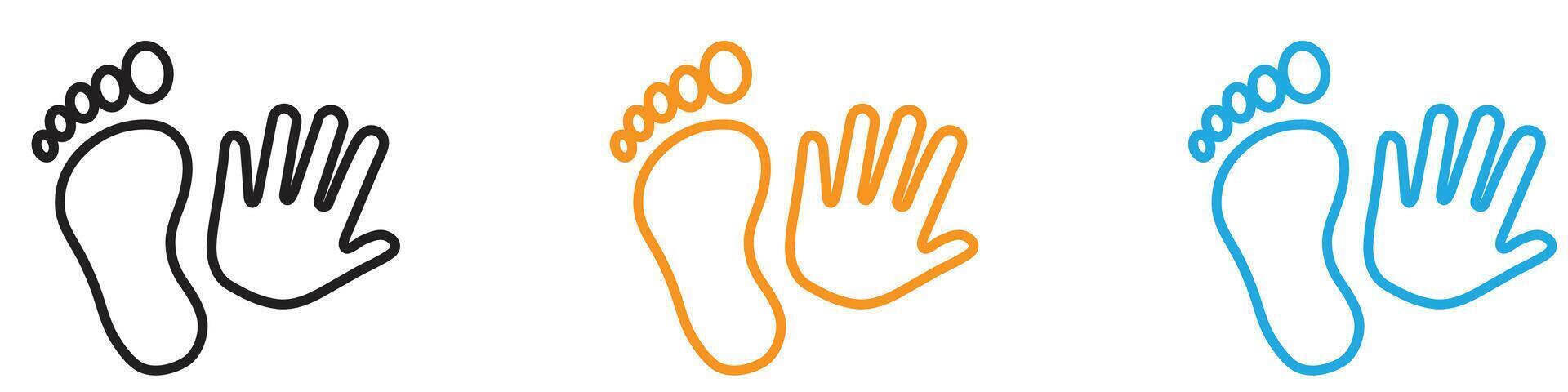 hand and foot icon logo set collection for web app ui vector