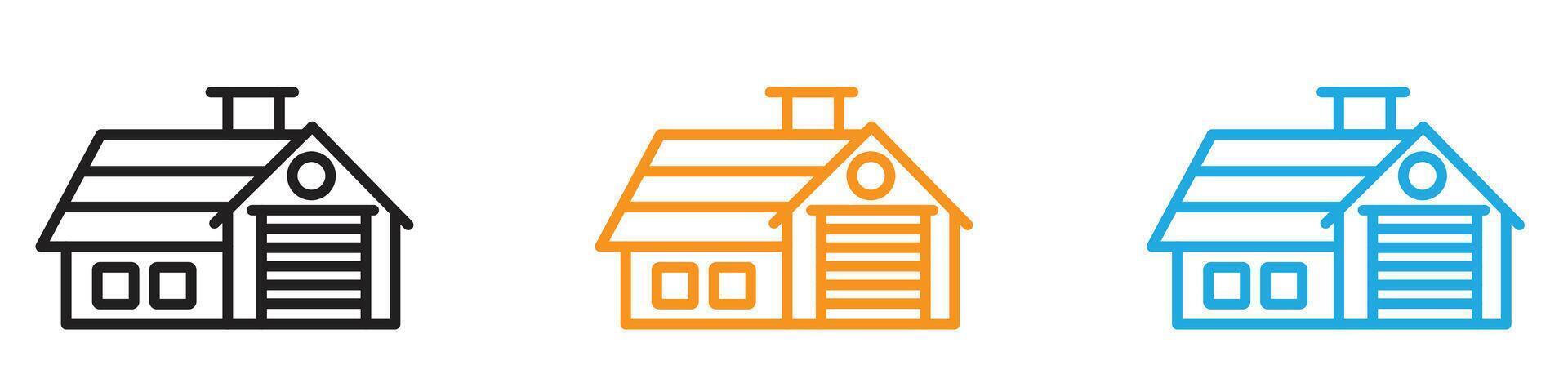 house with garage icon logo set collection for web app ui vector