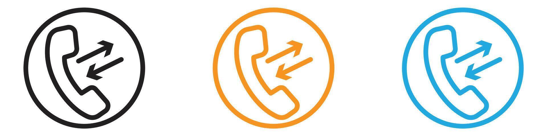 incoming outgoing calls icon logo set collection for web app ui vector