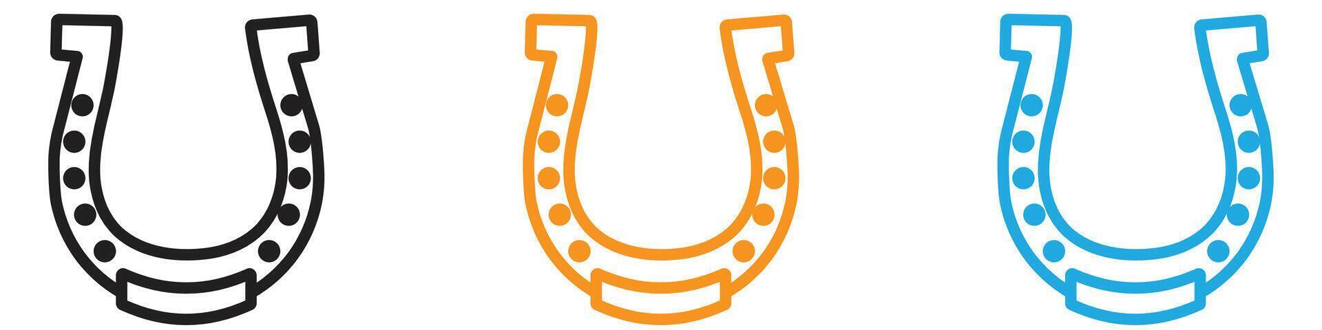 lucky horseshoe icon logo set collection for web app ui vector