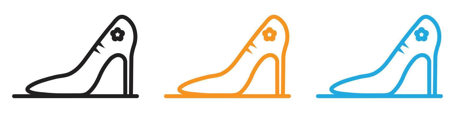 leather shoes heel icon logo set collection for web app ui vector