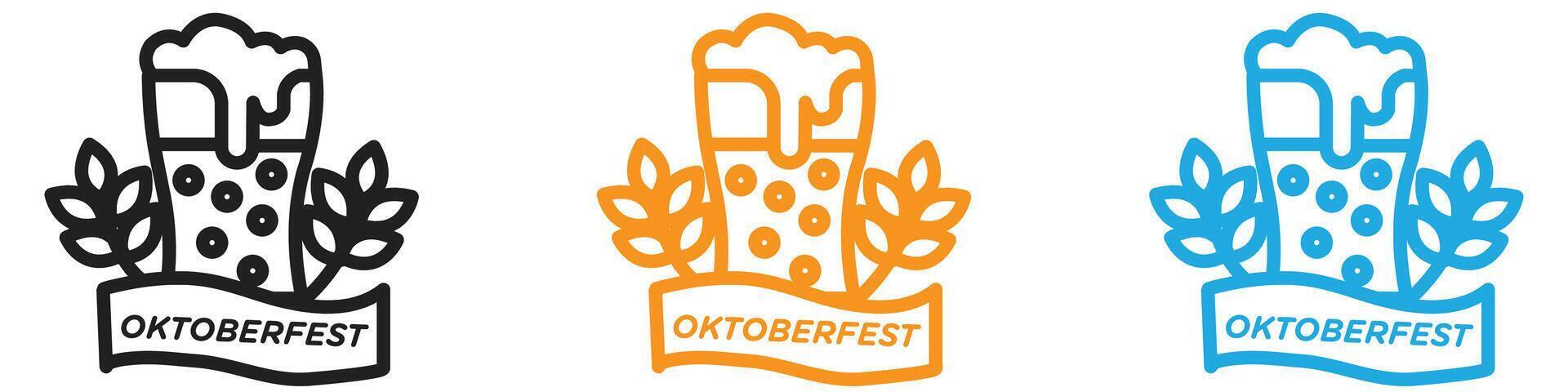 oktoberfest icon logo set collection for web app ui vector