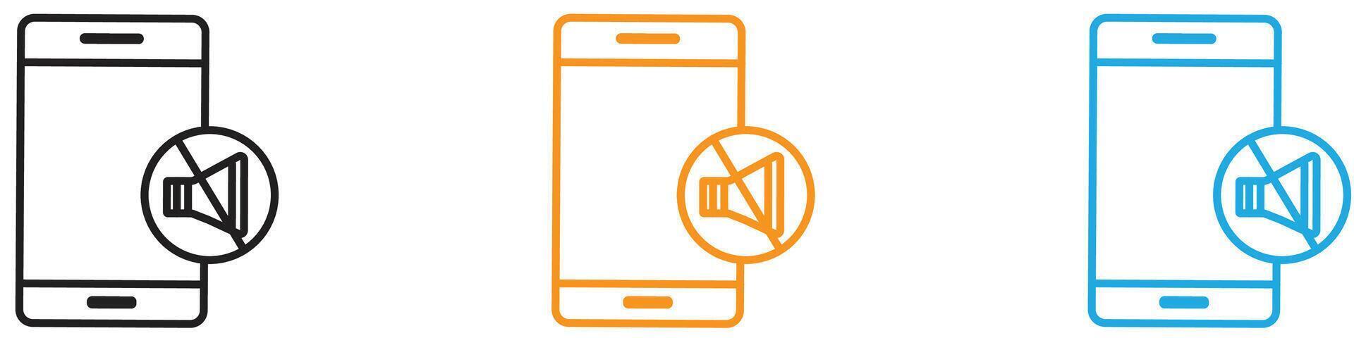 silent phone icon logo set collection for web app ui vector