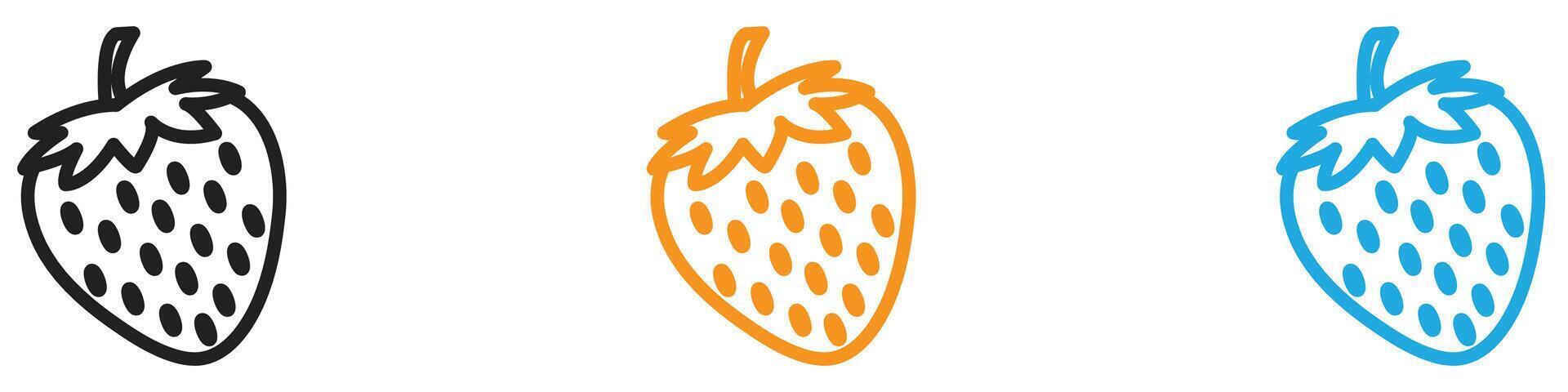strawberry icon logo set collection for web app ui vector