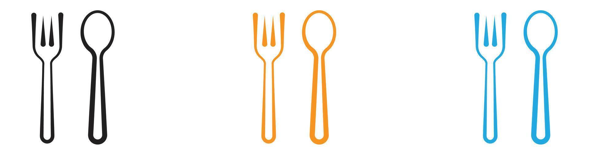 spoon and fork icon logo set collection for web app ui vector