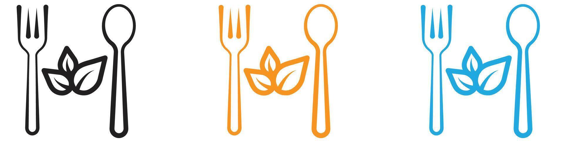 vegetarian food icon logo set collection for web app ui vector