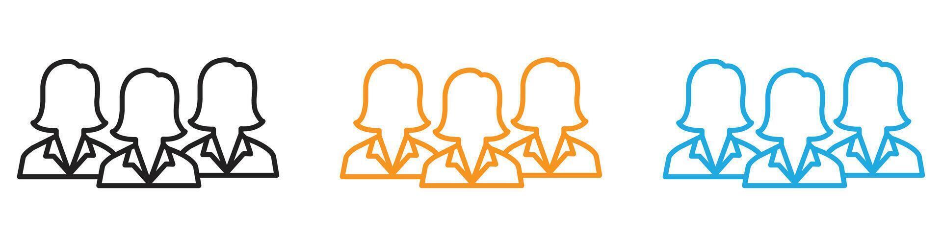 women team icon logo set collection for web app ui vector