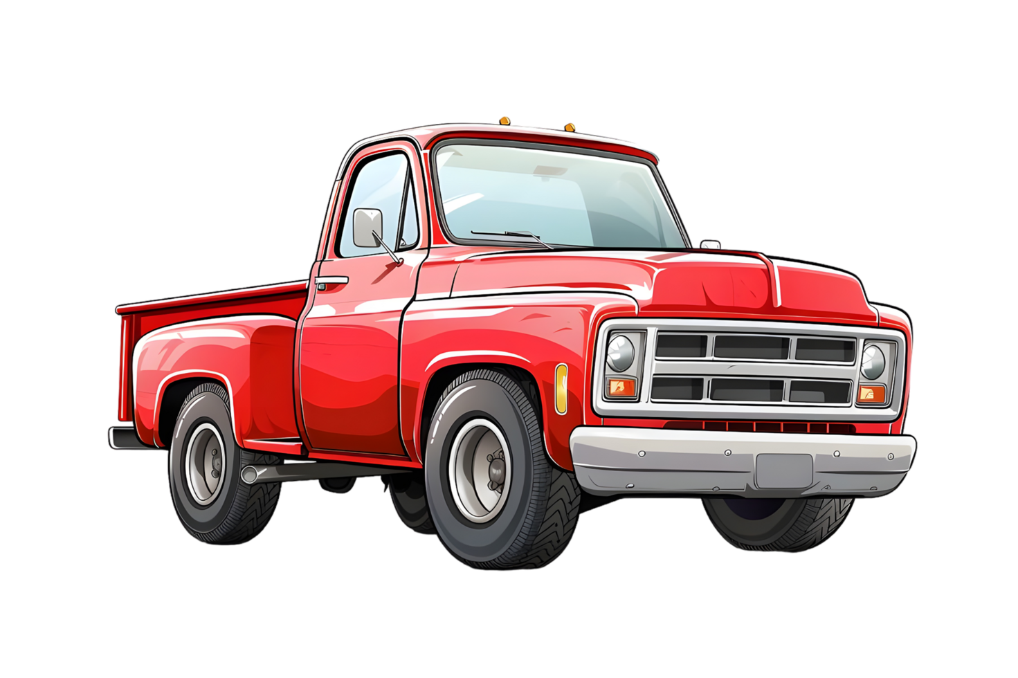 Red Vintage Pickup Truck with Classic Design Isolated on a transparent background png