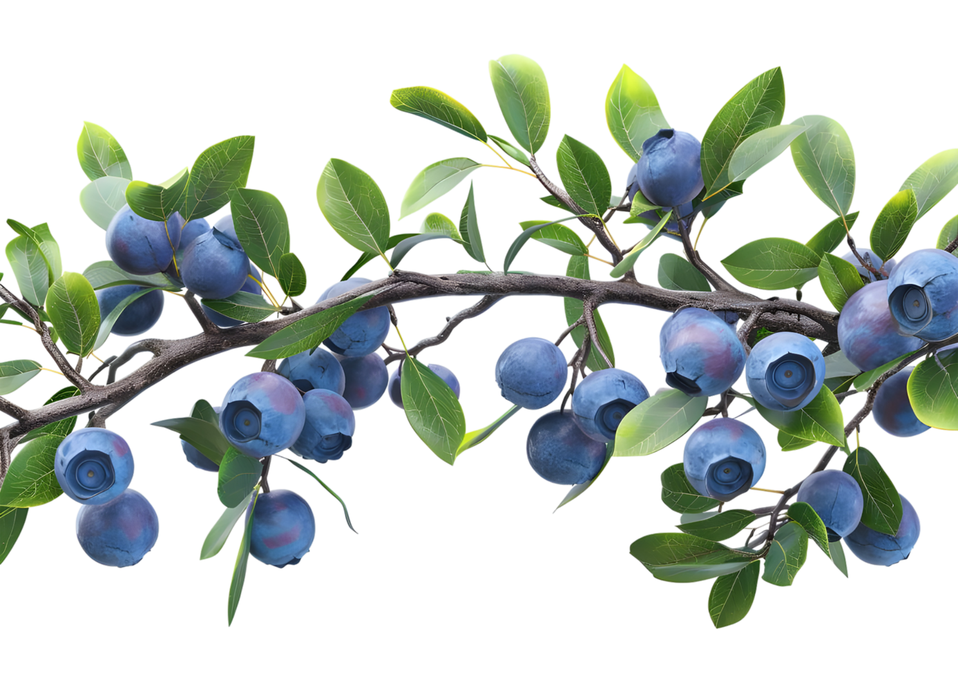 Tree branch with purple fruits, depicting the bounty of nature. Isolated on a transparent background png