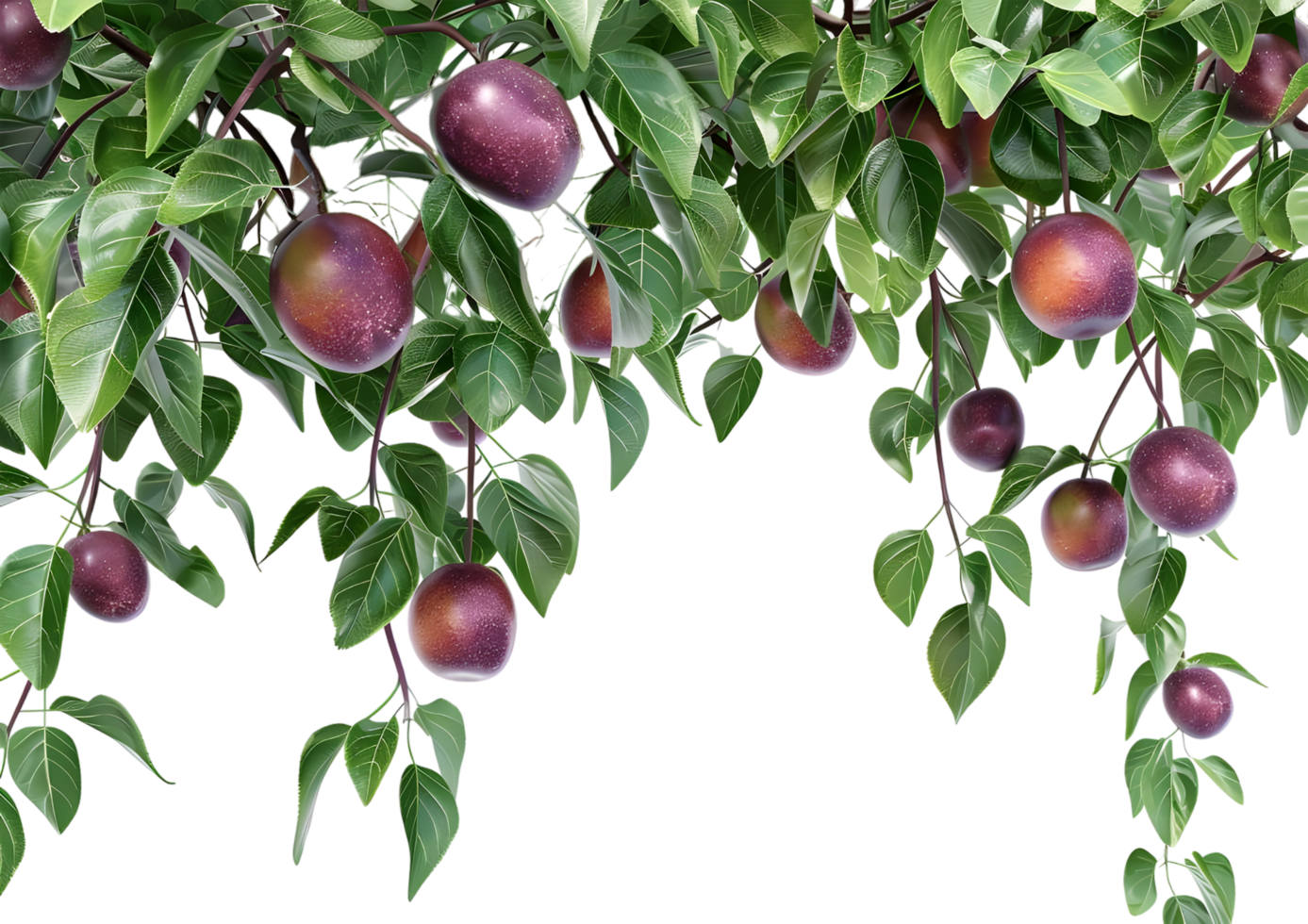 Tree with ripe plums, isolated on a transparent background png