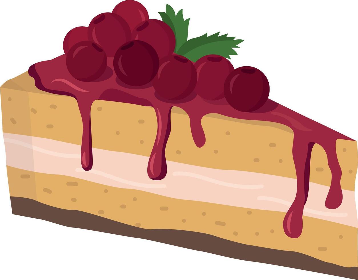 Pice of cake with cherry vector