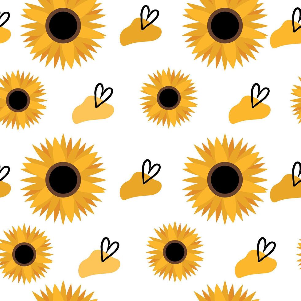 Blossom sunflower seamless pattern. Background, textile vector