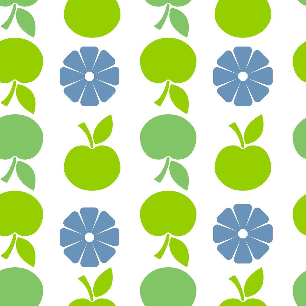 Apple fruit seamless pattern. Food template for background, textile, wrapping paper, wallpaper. vector