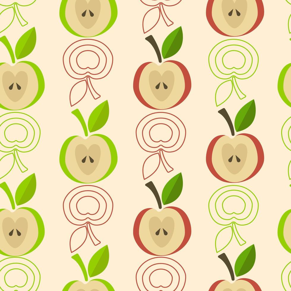 Apple fruit seamless pattern. Food template for background, textile, wrapping paper, wallpaper. vector