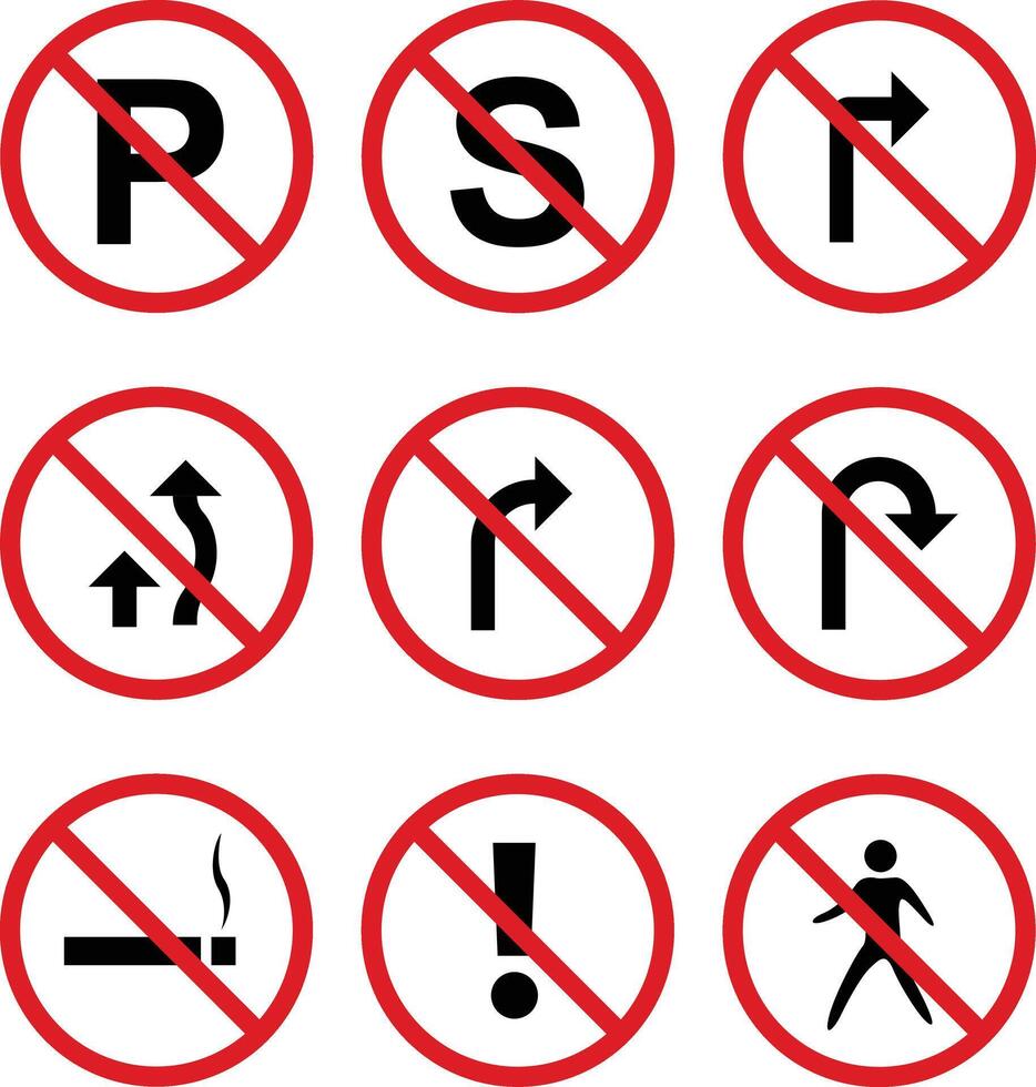 Road Signs Icon Set Collection Design vector
