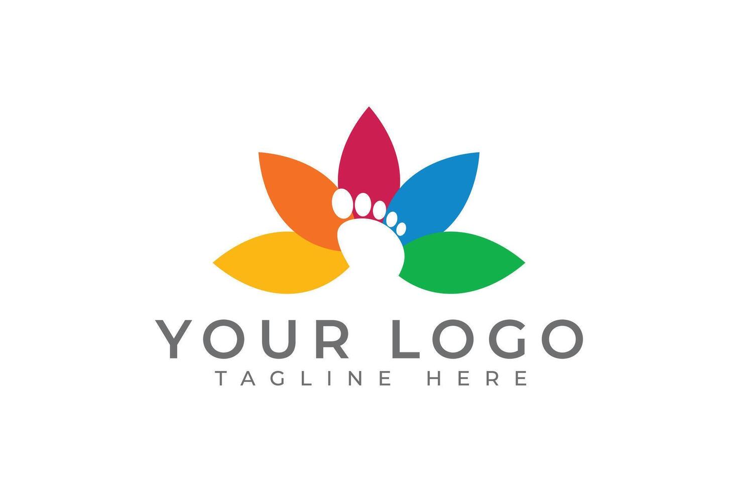 Footprint and colorful flowers for healthy foot therapy logo design element vector