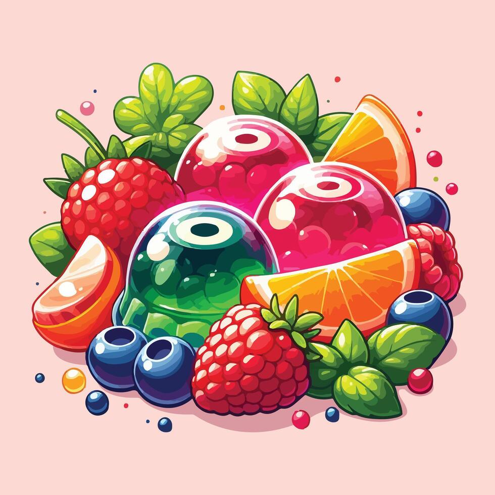 Jelly Ball Fruit Design With Pink Background vector