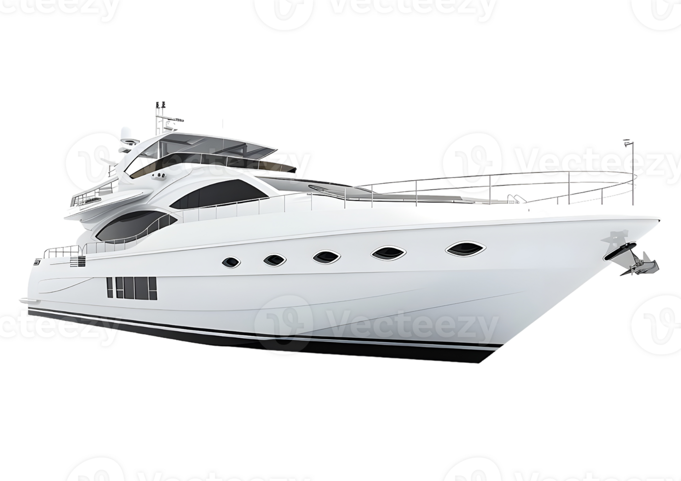 White Yacht for Luxury Sea Travel and Recreation Isolated on a transparent background png