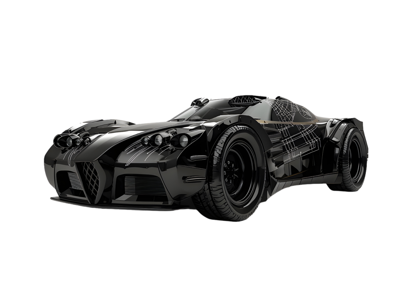 Futuristic Black Sports Car with Advanced Design Isolated on a transparent background png
