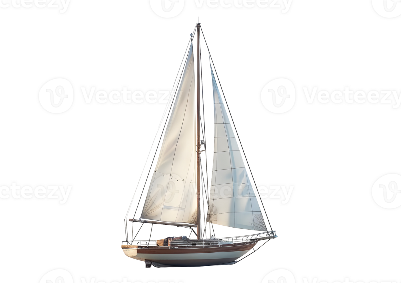 White Sailboat with Classic Design and Sails Isolated on a transparent background png