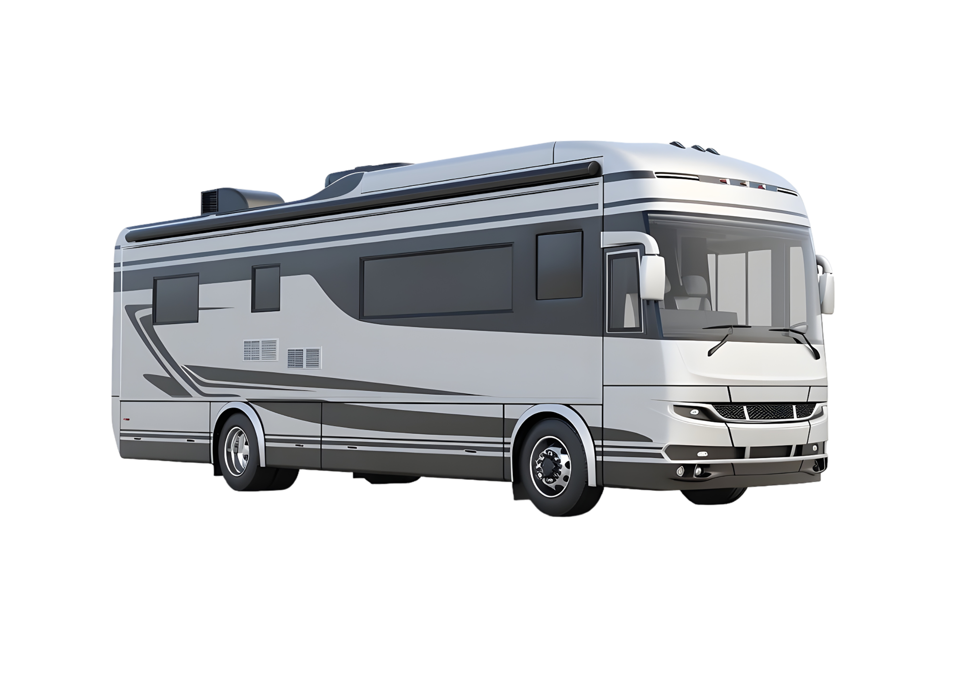 Blue Motorhome for Long-Distance Travel and Camping Isolated on a 