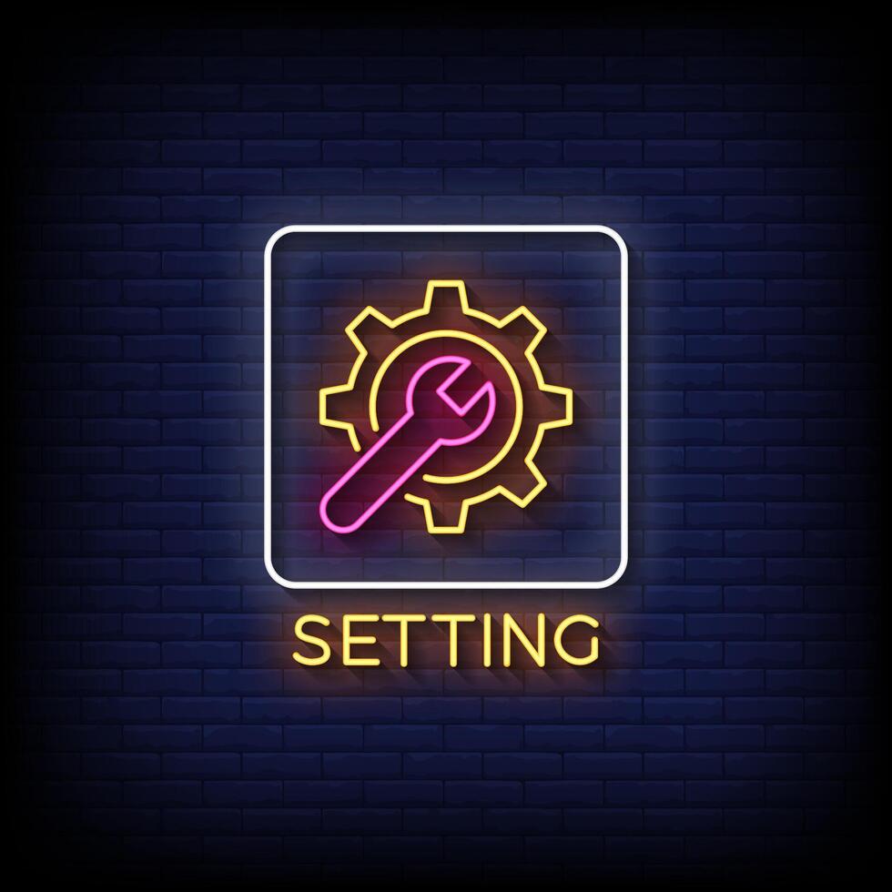 setting symbol neon sign vector