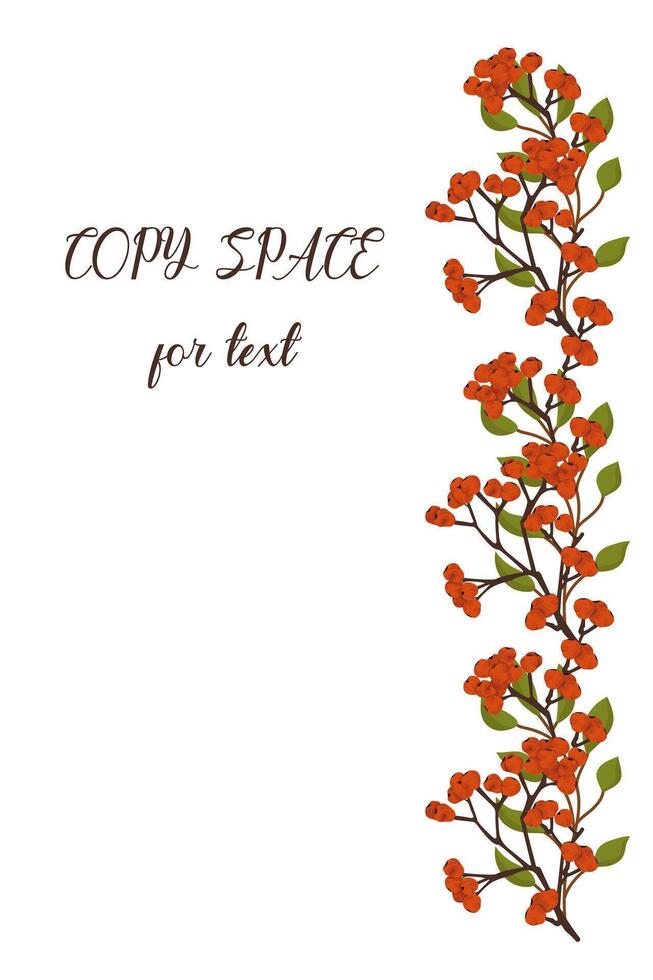 card with rowan branches. Place for text. vector