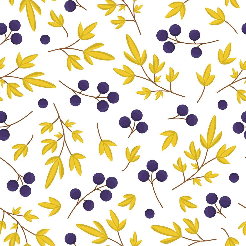 seamless pattern of autumn leaves and berries. Natural background for textiles, packaging and cards. I vector
