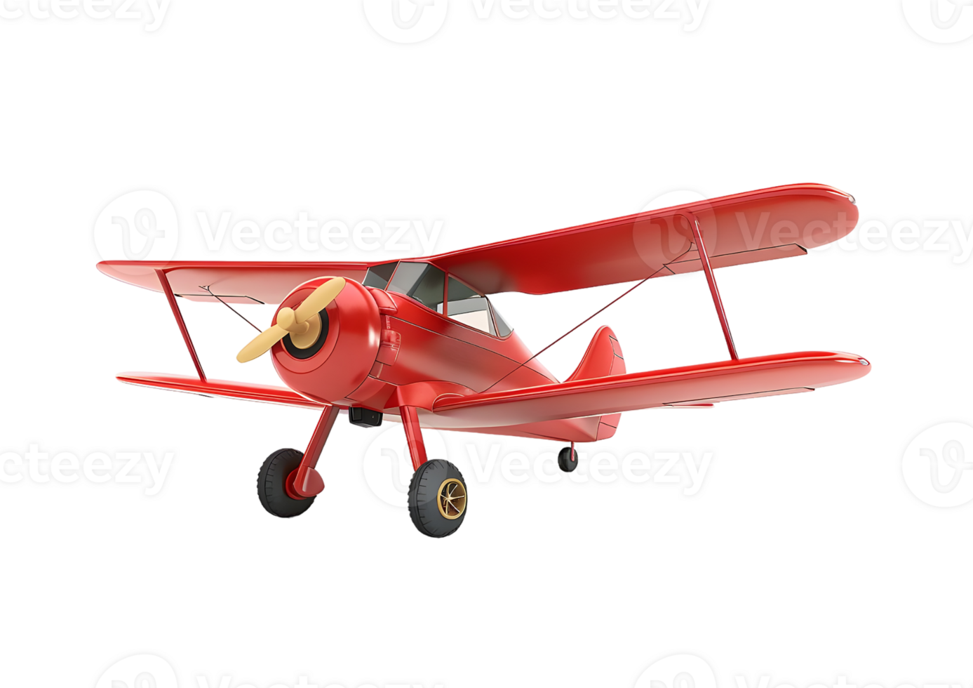 Red vintage biplane for nostalgic air adventures. Isolated on a transparent background. png
