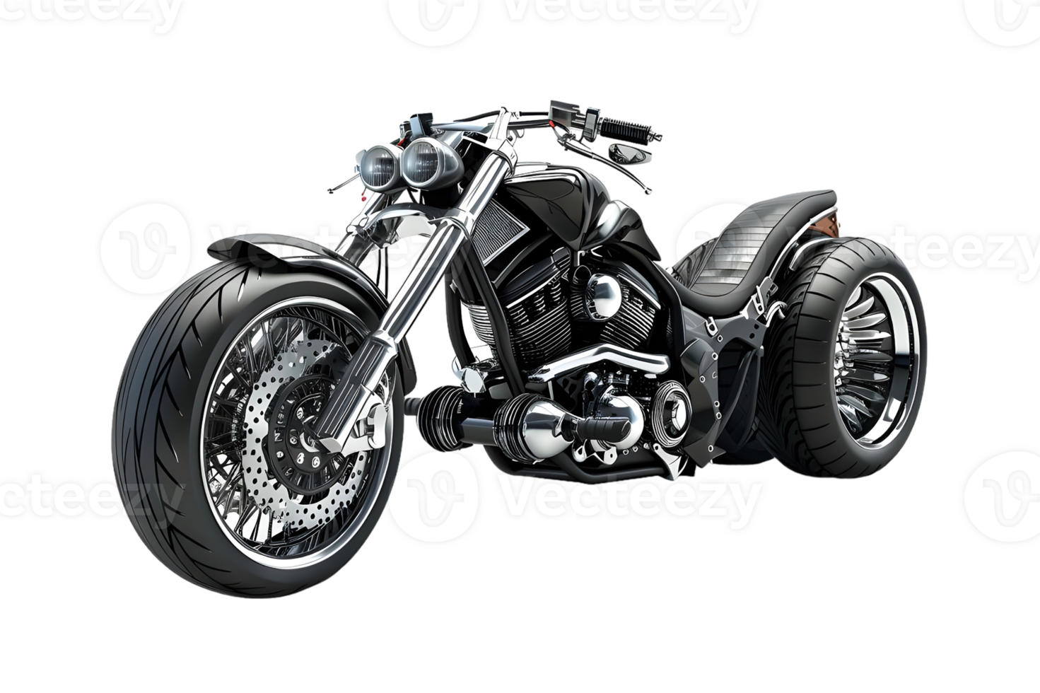 Black Custom Motorcycle Isolated on a transparent background png