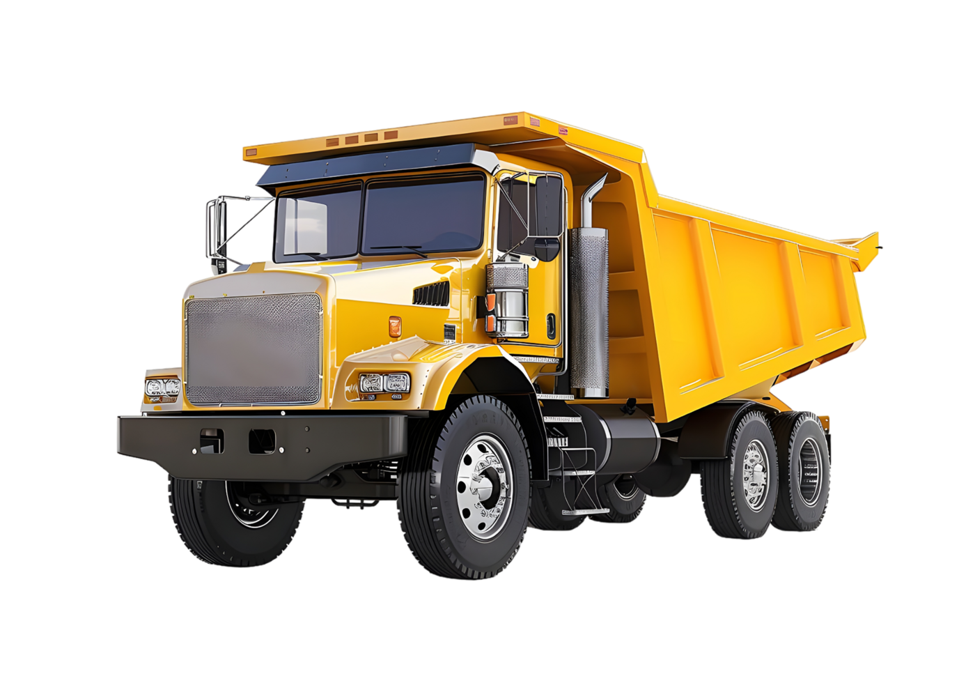 Yellow Dump Truck for Construction and Heavy Transport Isolated on a transparent background png