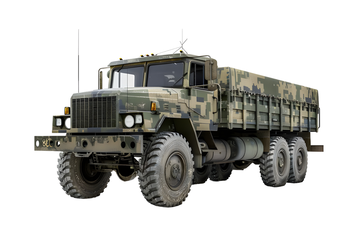 Green Military Truck for Heavy-Duty Transport and Logistics Isolated on a transparent background png