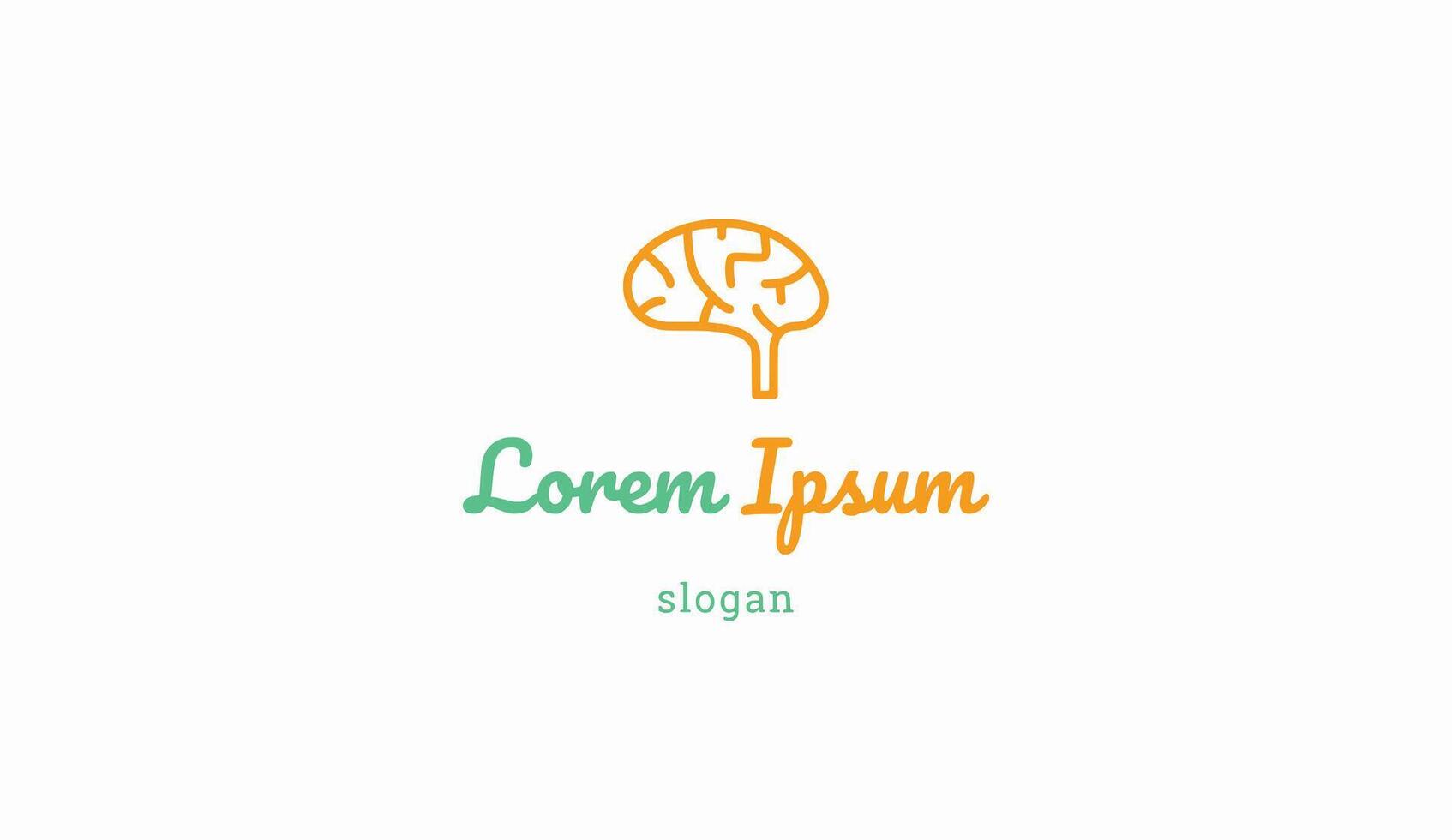 Logo design simple typography design brain technology illustration vector