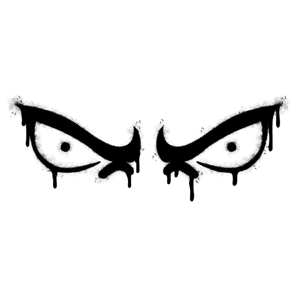 Spray Painted Graffiti angry eyes icon Sprayed isolated with a white background. vector