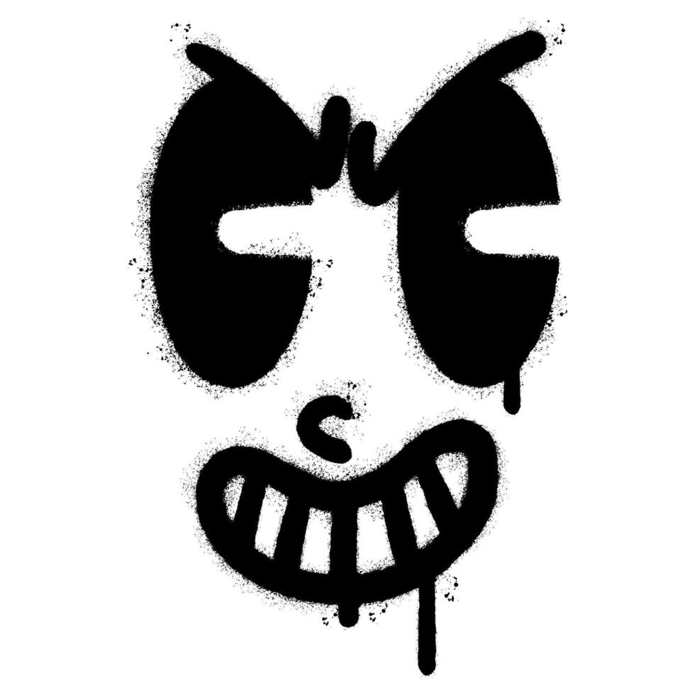 Spray Painted Graffiti Funny retro cartoon character face Sprayed isolated with a white background. vector