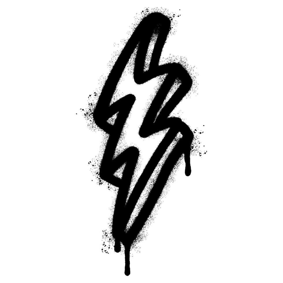 Spray Painted Graffiti electric lightning bolt symbol Sprayed isolated with a white background. graffiti electric lightning bolt icon with over spray in black over white. vector