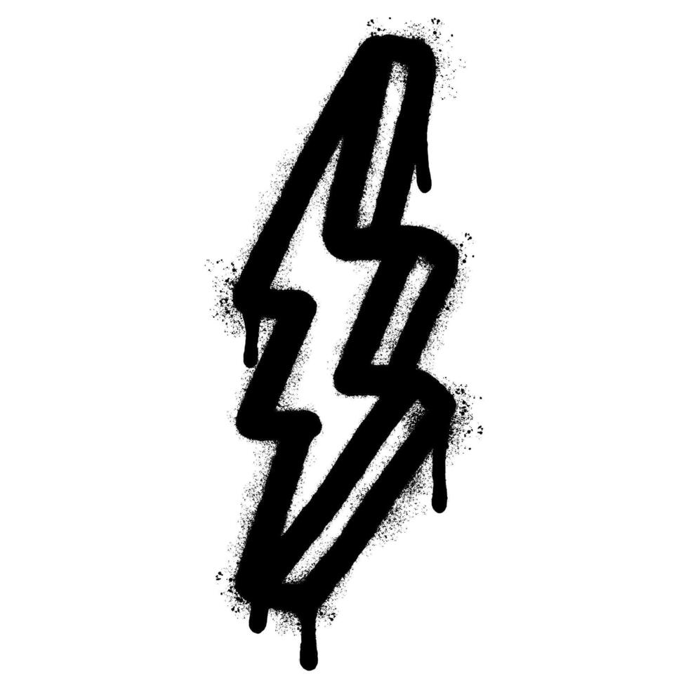 Spray Painted Graffiti electric lightning bolt symbol Sprayed isolated with a white background. graffiti electric lightning bolt icon with over spray in black over white. vector