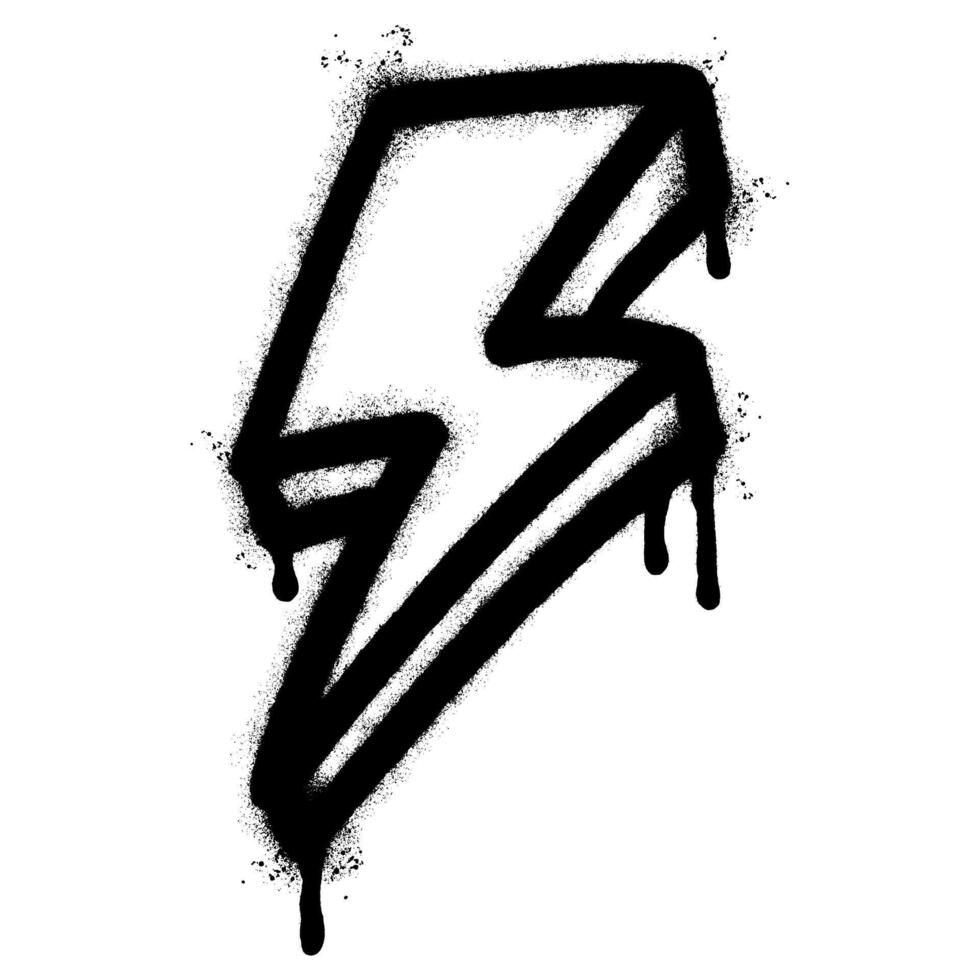 Spray Painted Graffiti electric lightning bolt symbol Sprayed isolated with a white background. graffiti electric lightning bolt icon with over spray in black over white. vector