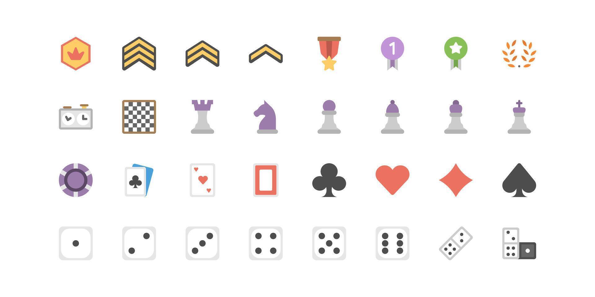 board games flat icon set vector