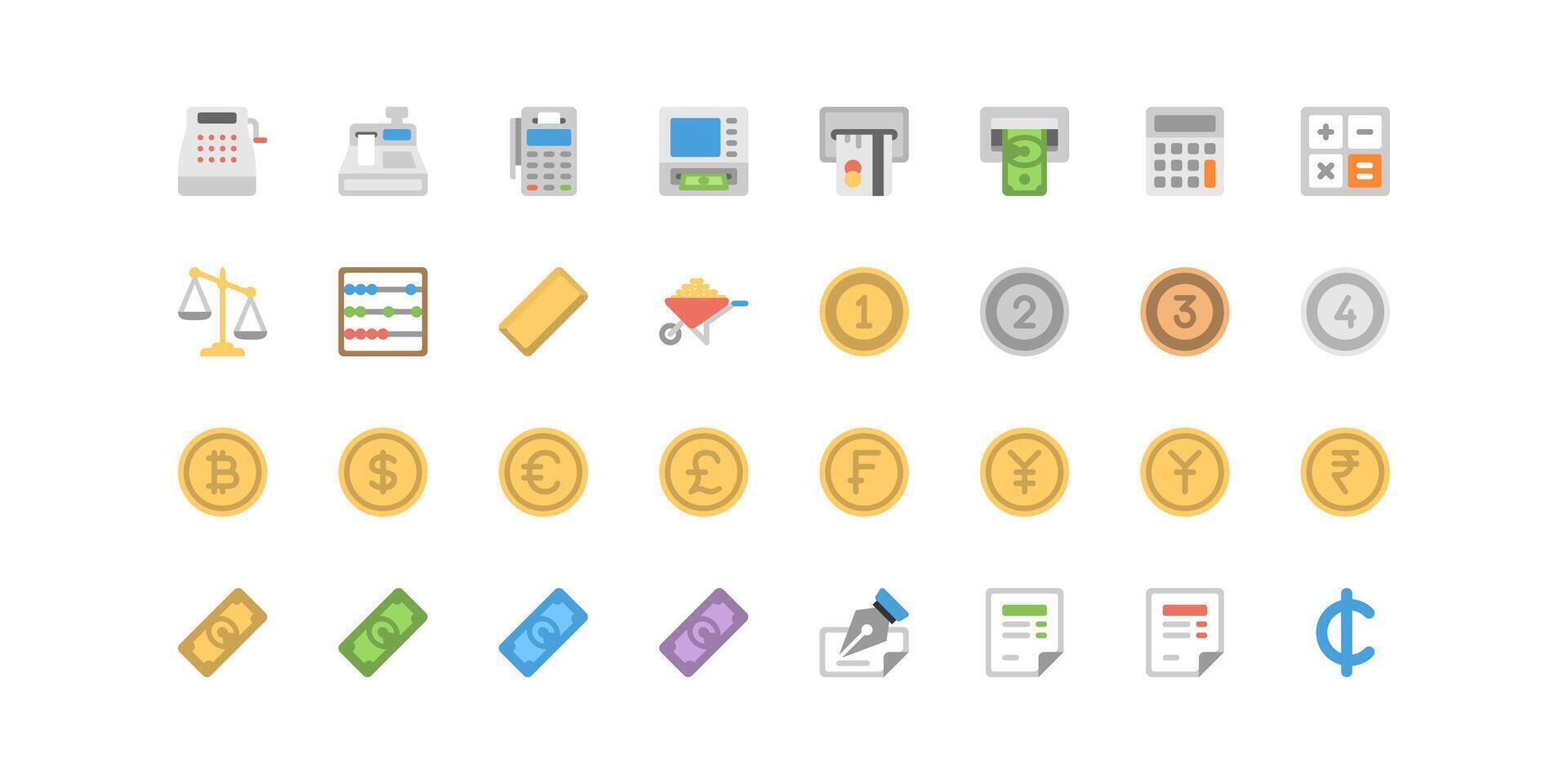 Finance line icons set. Money payments elements vector