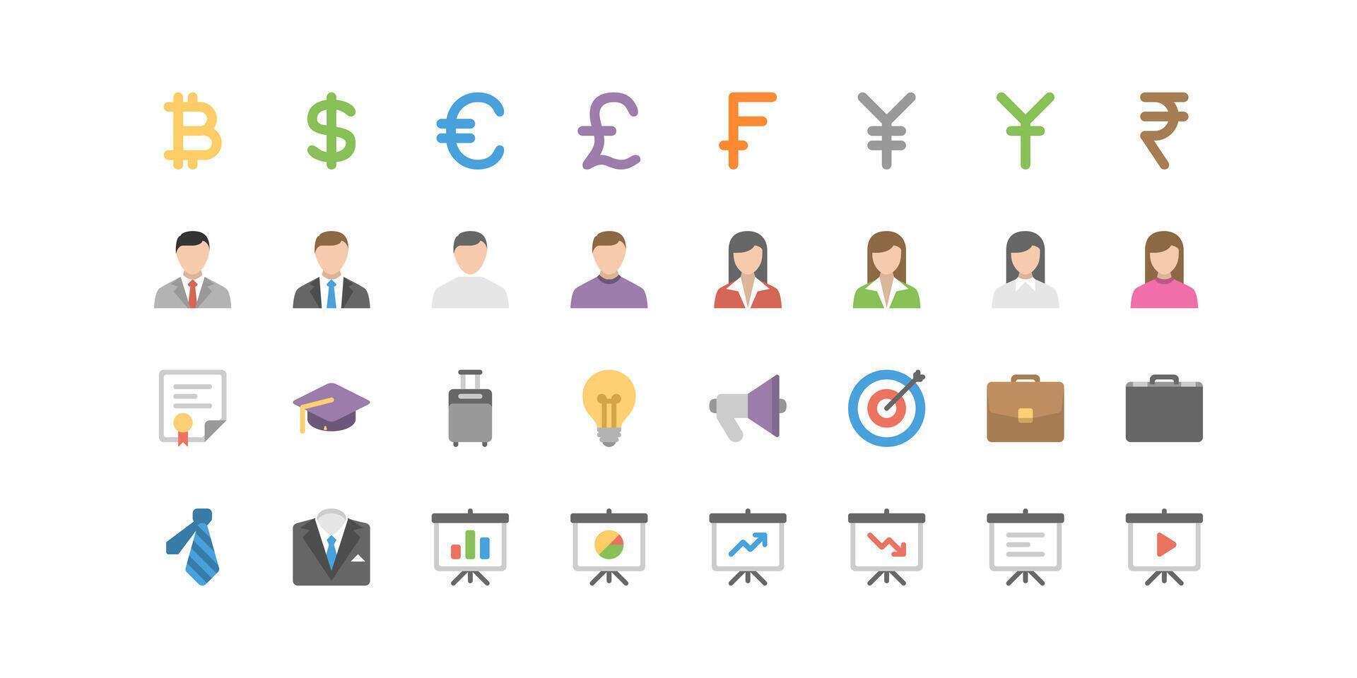 Investment icon set. Containing investor, mutual fund, asset, risk management vector