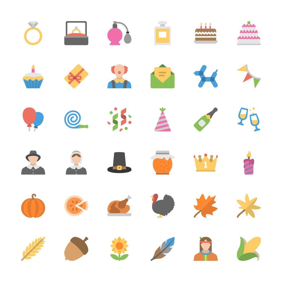 Flat Design Thanksgiving Icon Set vector