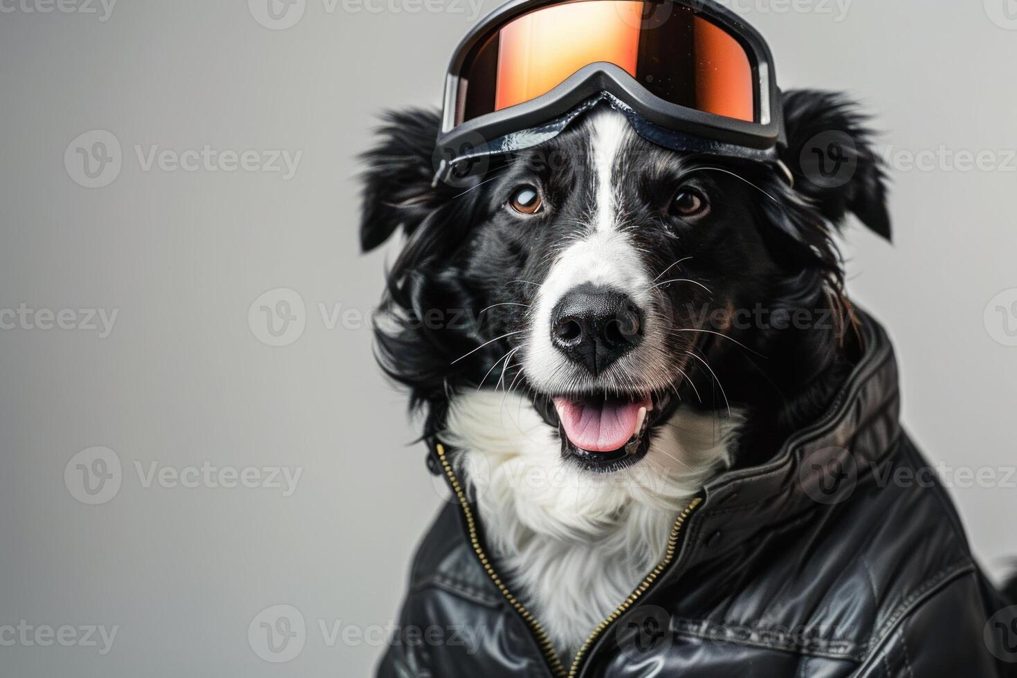 Happy Dog wearing Futuristic costumes, studio lighting, isolated on white background, stock photographic style photo
