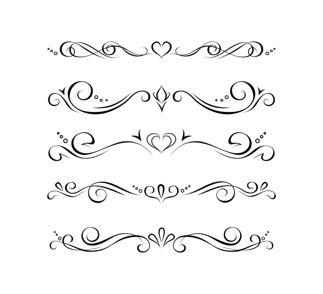 Set of ornate text delimiters, page vignettes vector