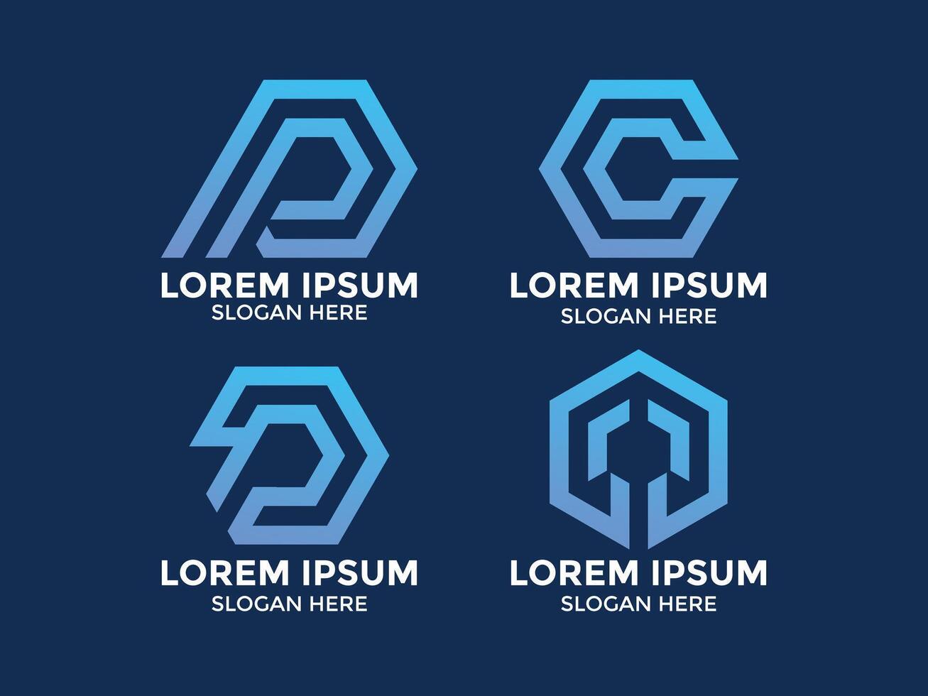 collection of minimalist style hexagon logos vector