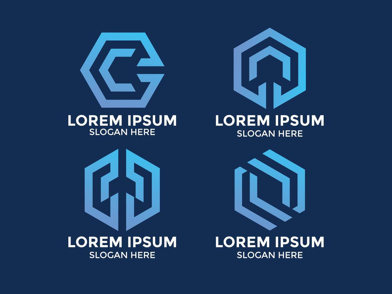 collection of minimalist style hexagon logos vector